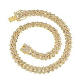 LMWTJE Mens Cuban link Chains Iced Out Miami Cuban Necklace Bling Diamond Hip Hop Jewelry for Men Women 13mm Gold 24inch