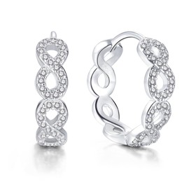 Bewenda Earrings Silver 925 Hoop Earrings, 925 Sterling Silver Infinity Hoop Earrings, Small Hoop Earrings with Zirconia, Hypoallergenic Twisted Huggie Hoop Earrings, Sleeping Cartilage Earrings for