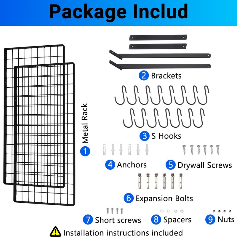 Miyili 30-Inch Kitchen Pot Rack with 15 Hooks, Wall Mounted