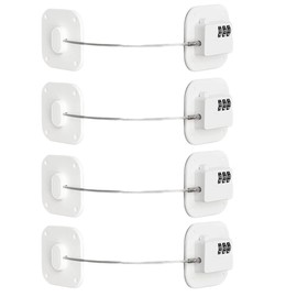 FKTUV Cabinet Locks with Combination,Drawer Locks,Child Proof Refrigerator Lock,Child Safety Locks for Cabinets (White 4pcs)