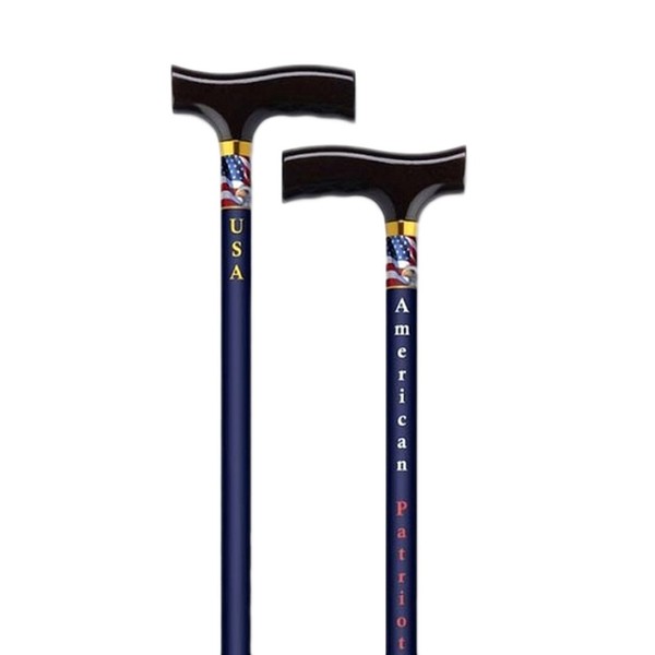 AlexOrthopedic Mobility Support Straight Adjustable Aluminum Cane with Fritz Handle American Patriot - Dark Blue