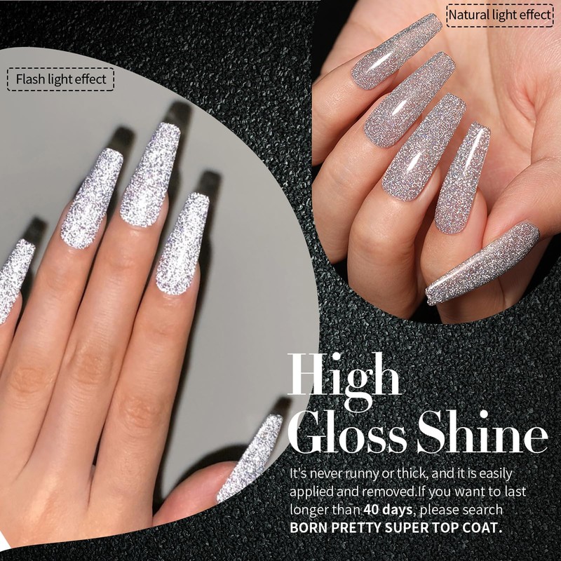 BORN PRETTY Gel Nails, Glitter Flash Nails, Gel Nail Glitter,