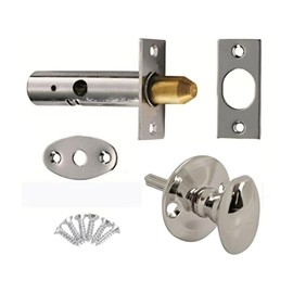 SISI UK Heavy Duty Rack Bolt Door Lock Security Kit in Polished Chrome Oval Turn Knob with Rack Bolt Provides Extra Security as a Secondary Lock Enhanced Protection for Doors.