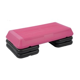 【Updated】Aerobic Steppers, Aerobic Step Platform, Steppers for Exercise at Home Fitness Platform with 3 Adjustable Risers (4"-8"), Home Gym Equipment, Black & Pink