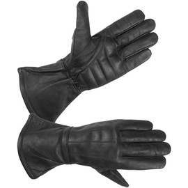 Hugger Men's Lined Gauntlet Water Resistant Leather Motorcycle Riding Gloves Large Black
