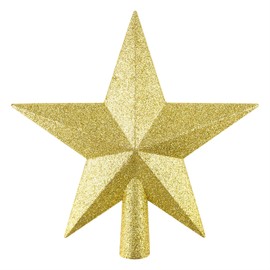 FEPITO 8 Inches Glitter Star Mini Christmas Tree Topper Shatter-Proof Small Christmas Tree Decoration Treetop for Holiday Ornament or Home Décor