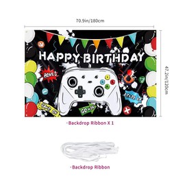 Video Game Happy Birthday Backdrop Happy Birthday Gaming Banner Game on Birthday Party Banner Video Game Photography Background for Kids Boys Party Wall Decoration Supplies