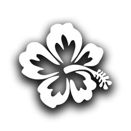 Hibiscus Flower Vinyl Decal Sticker for Cars Trucks Windows Bumpers Walls Laptops Skins - 5.5 Inches - White with No Background - KCD3387