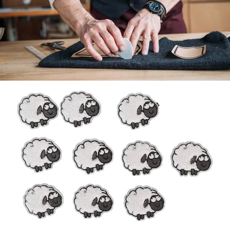 30pcs Cloth Patches Embroidered Iron On Sew On Sheep Shape