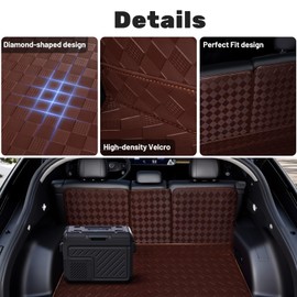 Cargo Mat Compatible with Toyota Highlander 2008-2013 Trunk Mat + 2ND&3RD Row Rear Backrest Mat Accessories，All Weather Premium Leather Car Trunk Liner Cover Protector