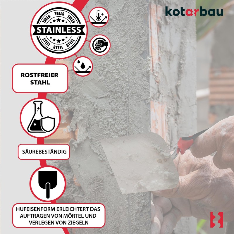 KOTARBAU® Stainless Steel Masonry Trowel 60 x 100 mm Plastering