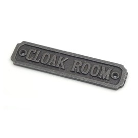 Cast Iron CLOAK ROOM sign - 150mm x 45mm c/w fixing screws.