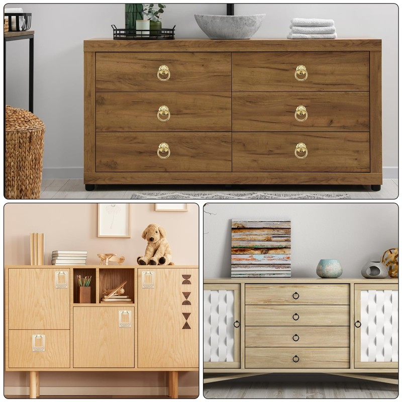 sourcing map 4 Sets Modern Drawer Pull Handles Drop Ring