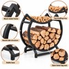 2-Tier Round Metal Firewood Rack – Heavy-Duty Fireplace Log Holder