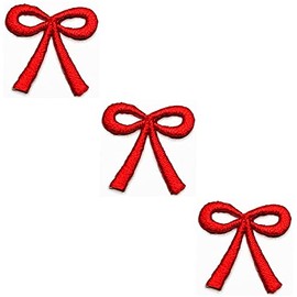 HHO Patch Set 3 Pieces. Mini Red Bow Patches Bow Knot Ribbon Cartoon Stickers Embroidery Jacket T shirt Patch Sew Iron on Embroidered Badge Sign Costum
