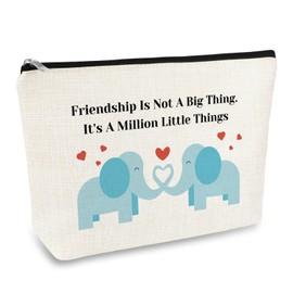 Friendship Gifts for Women Best Friend Makeup Bag Elephant Friendship Gifts Birthday Graduation Gift for Female Besties Sisters BFF Elephant Lovers Gift Cosmetic Bag Travel Toiletry Pouch
