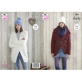 King Cole 5180 Knitting Pattern Womens Jackets and Hats in Timeless Chunky