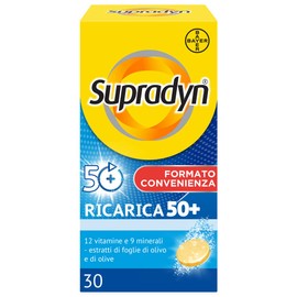 Supradyn Refill 50+ Complete Multivitamin Supplement Vitamins and Minerals with Vitamin B12, C, D, Zinc for Physical Tiredness and Concentration from 50 Years of Age, 30 Effervescent Tablets