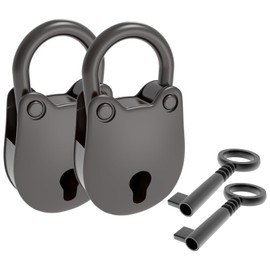 SDTC Tech 2pcs Mini Antique Padlock Retro Vintage Style Bear Head Shape Black Locks and Keys