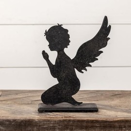 Ragon House 11.5" Kneeling Praying Angel Silhouette Metal Christmas Figure