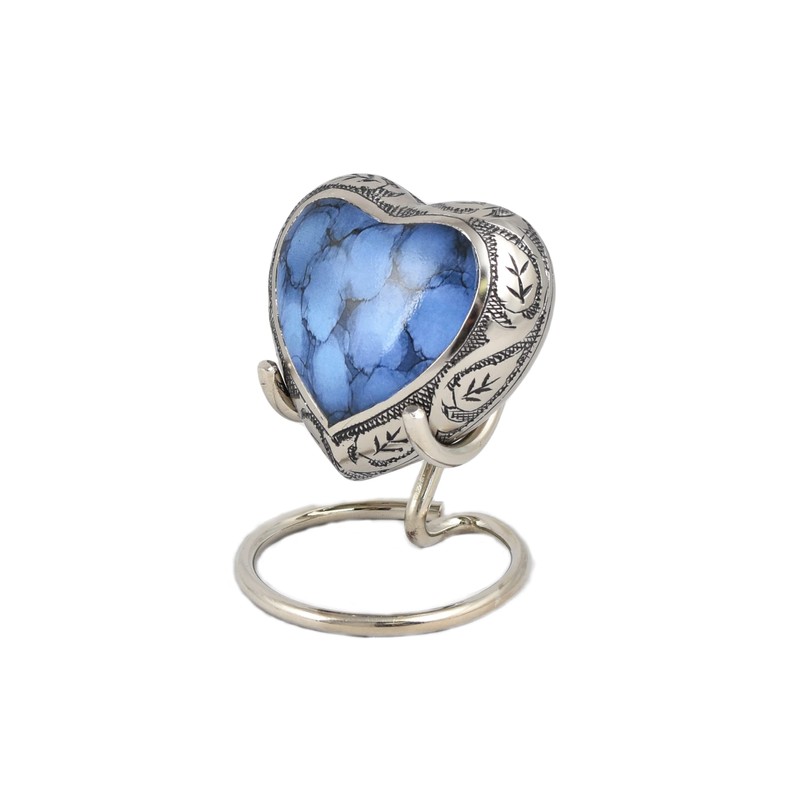 UrnsWithLove Mini Keepsake Urn For Token Ashes Beautiful Blue And