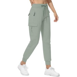 RlaGed Women’s Lounge Cargo Hiking Pants Lightweight Joggers Quick Dry Water Resistant Outdoor Fishing UPF 50+ Sweatpants with Zipper Pockets