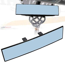 iJDMTOY Universal Fit JDM 300mm 12-Inch Wide Anti-Glare Blue Tint Curve Convex Clip On Rear View Mirror Compatible With Car SUV Van Truck, etc