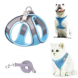 Cat Dog Mesh Vest Harness And Leash for Walking,Easy Control Escape Proof Soft Adjustable Breathable Reflective Strips Small Dog Harness for Small Breed Kitten Puppy Rabbit