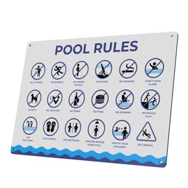 Premium A4 Pool Rules Sign - 3mm Aluminium Composite Panel, UV Printed, Weatherproof, Easy Installation with 4 Screw Holes