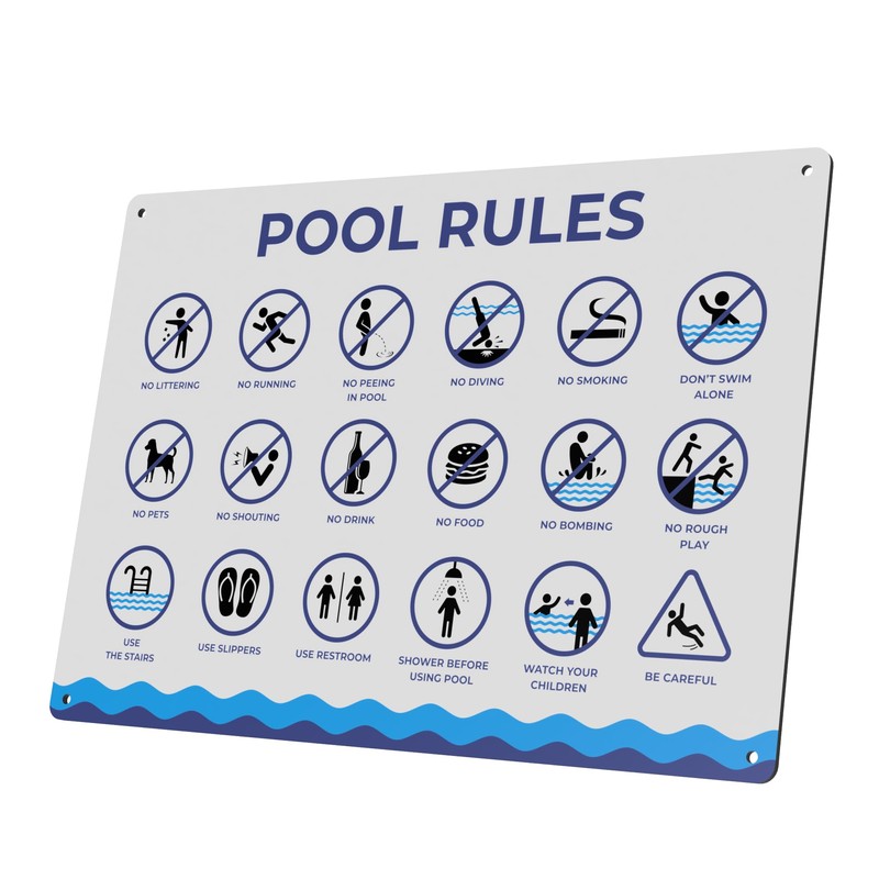 Premium A4 Pool Rules Sign - 3mm Aluminium Composite Panel,