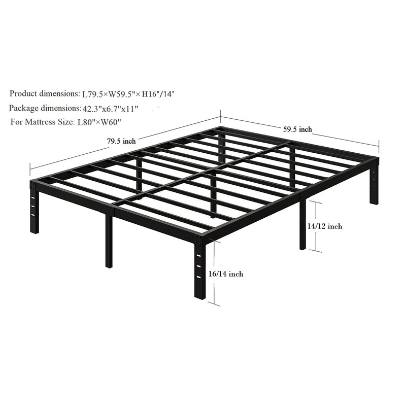 COMASACH 16 Inch Bed Frames Queen Size 3500 lbs Heavy