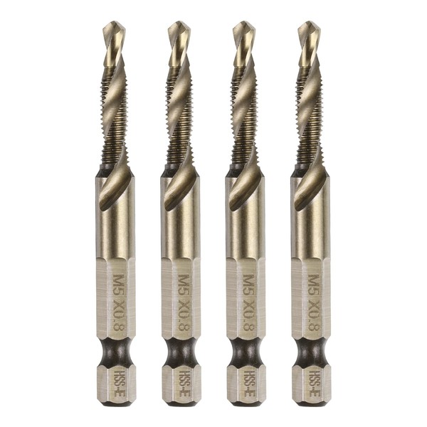 sourcing map 4pcs Combination Drill and Tap Bits Metric M5