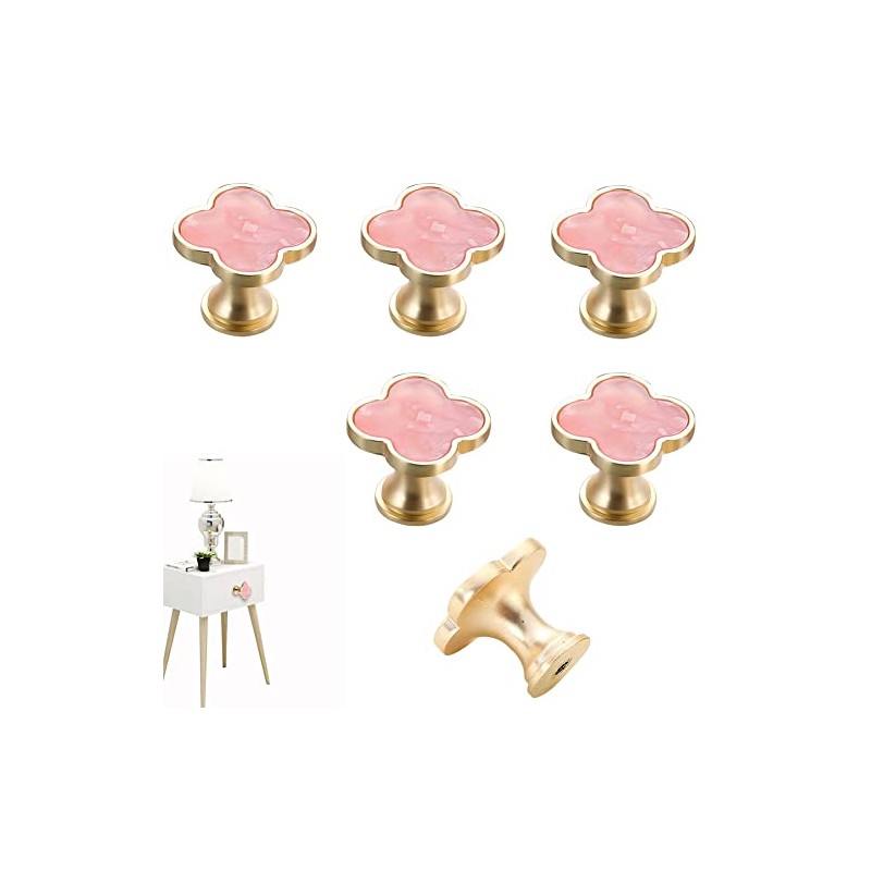 6 Pcs Clover Knobs Dresser Cabinets Kitchen Cupboard Pulls Drawer