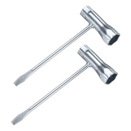 M METERXITY 2-Pack Chainsaw Scrench 13mm by 19mm Steel Combination Screwdriver and Wrench Slotted Screwdriver t Wrench for Spark Plug/Saws Chains/Nuts [1.8mm Thick, Silver Tone]