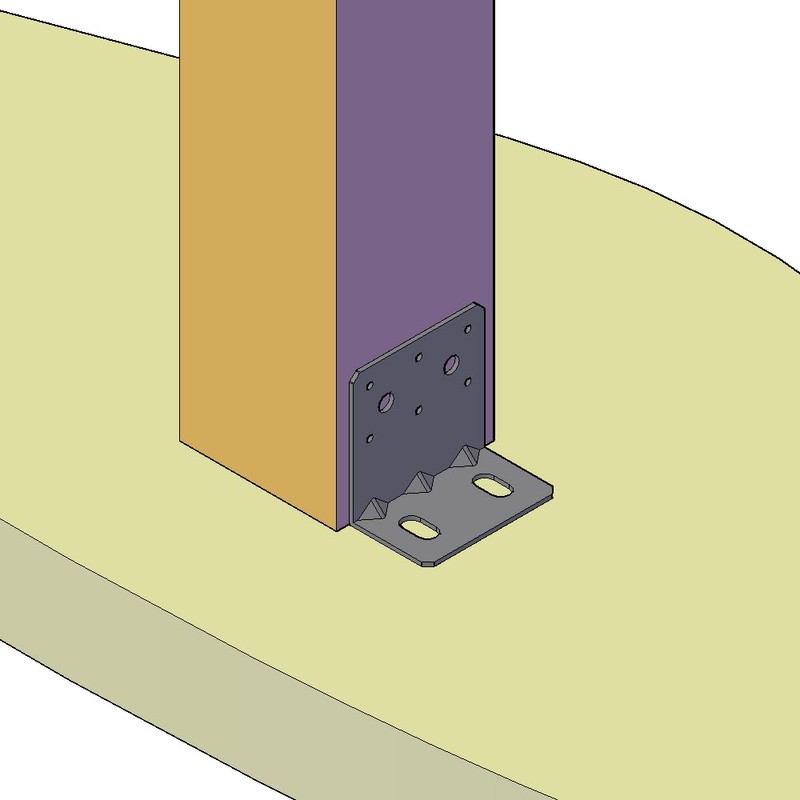 Black 6x6 Post Base Bracket with Reinforcement Ribs, Angle Brackets