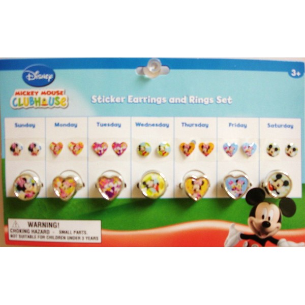 Mickey Mouse Clubhouse Sticker Earrings and Rings Set