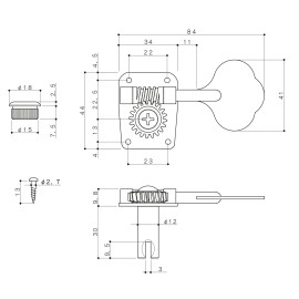 GOTOH NEW Gotoh GB10 4 In-Line Bass Tuners Keys for Fender Mustang Aerodyne - GOLD