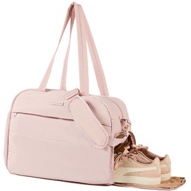 NISHEL Duffle Bag For Women, Carry On Personal Item Duffle Bag For Travel, Large Capacity Weekender Bags, Overnight Luggage Bag with Pocket, Pink