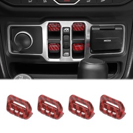 CheroCar for Jeep JL Window Switch Button Cover Trim Interior Accessories for Jeep Wrangler JL JLU Gladiator JT 2018-2021 (Red Carbon Fiber)