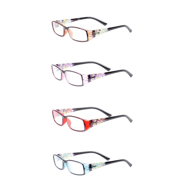 BSB LL Womens 4 Pack Reading Glasses Clear Spring Hinge
