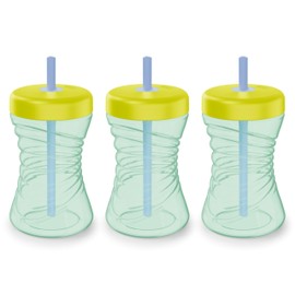 NUK Fun Grip Straw Cup, 3-Pack - Toddler Sippy Cup with Straw for Easy Drinking, Suitable for Ages 8 Months and Up