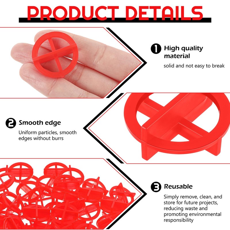 Nuanchu 500 Pcs 1/16"(2mm) Tile Spacers Removable Cross Ceramic Spacers