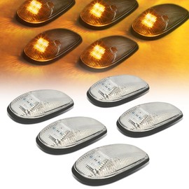 Auto Dynasty Compatible with Dodge Ram 1500/2500 / 3500 BE 5 X LED Cab Roof Top Lights (Chrome Housing Yellow LED)