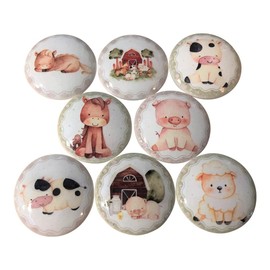Twisted R Design Cabinet Knobs, Knobs for Kitchen Cabinets and Drawers, Matching Cabinet Knobs and Pulls, 1.5" Round Dresser Knobs (Set of 8 Cute Farm Animals Wood Knobs)