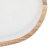 Creative Co-Op Oval Enameled Mango Wood Tray, White and Natural