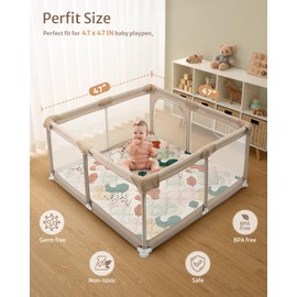 Blissful Diary Baby Play Mats for Floor, 47x47 Inch Playpen Mat, Thicken Padding Foam Playmate for Babies and Toddlers Infants, Modern Abstract