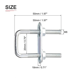 DTGN M6x20x50mm (Screw Diameter x Width x Length) Square U-Bolts Set of 4 Ideal for Trailer Pipe Replacement Carbon Steel U-Bolts