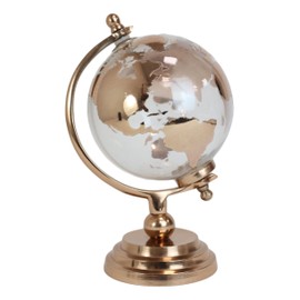 Ebros Gift 11"Tall Modern Transitional Shiny Copper Finish Desktop Swivel World Globe With Aluminum Frame Tilt Axis And Accent Base Home Or Office Study Desk Shelf Accent