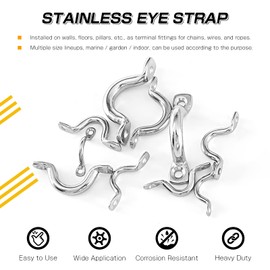 9Tong Tie Down Deck Loop Steel Stainless Hardware Deck Loop Marine Boat Top Eye Strap Kayak Pad SUS316 5mm 1/5 Inch 8pcs