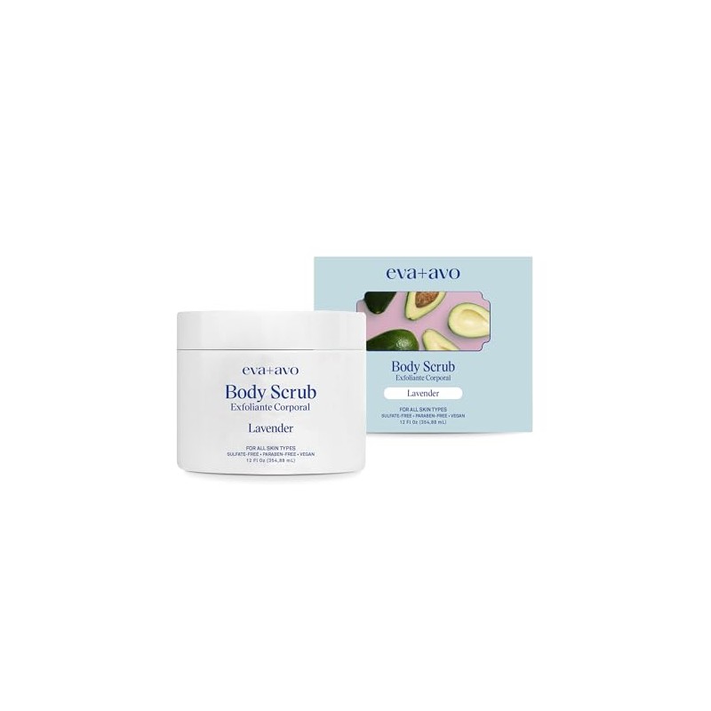 Eva+Avo Lavender Body Scrub, Vegan Formula, Sulfate-Free, 12 Fl Oz